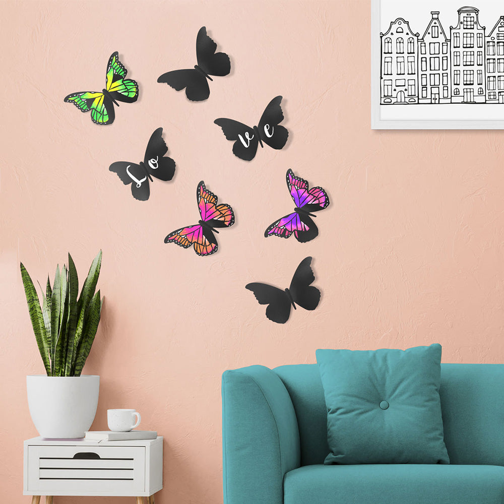 Securit® 3D Wandkreidetafel Silhouette Schmetterling, 7er-Set, 22x15cm