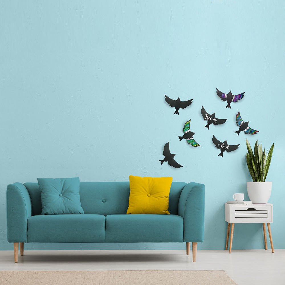 Securit® 3D Wandkreidetafel Silhouette Vogel, 7er-Set, 22x14cm