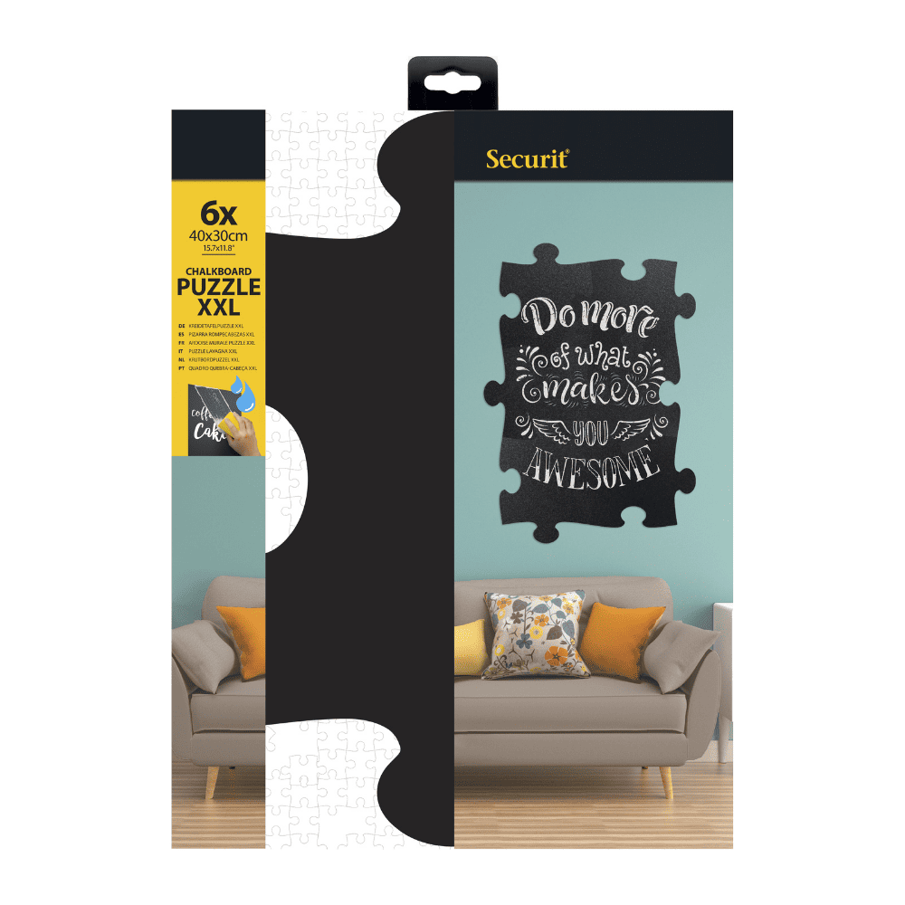 Securit® Wandkreidetafel Silhouette Puzzle, 6er-Set, 40x30cm