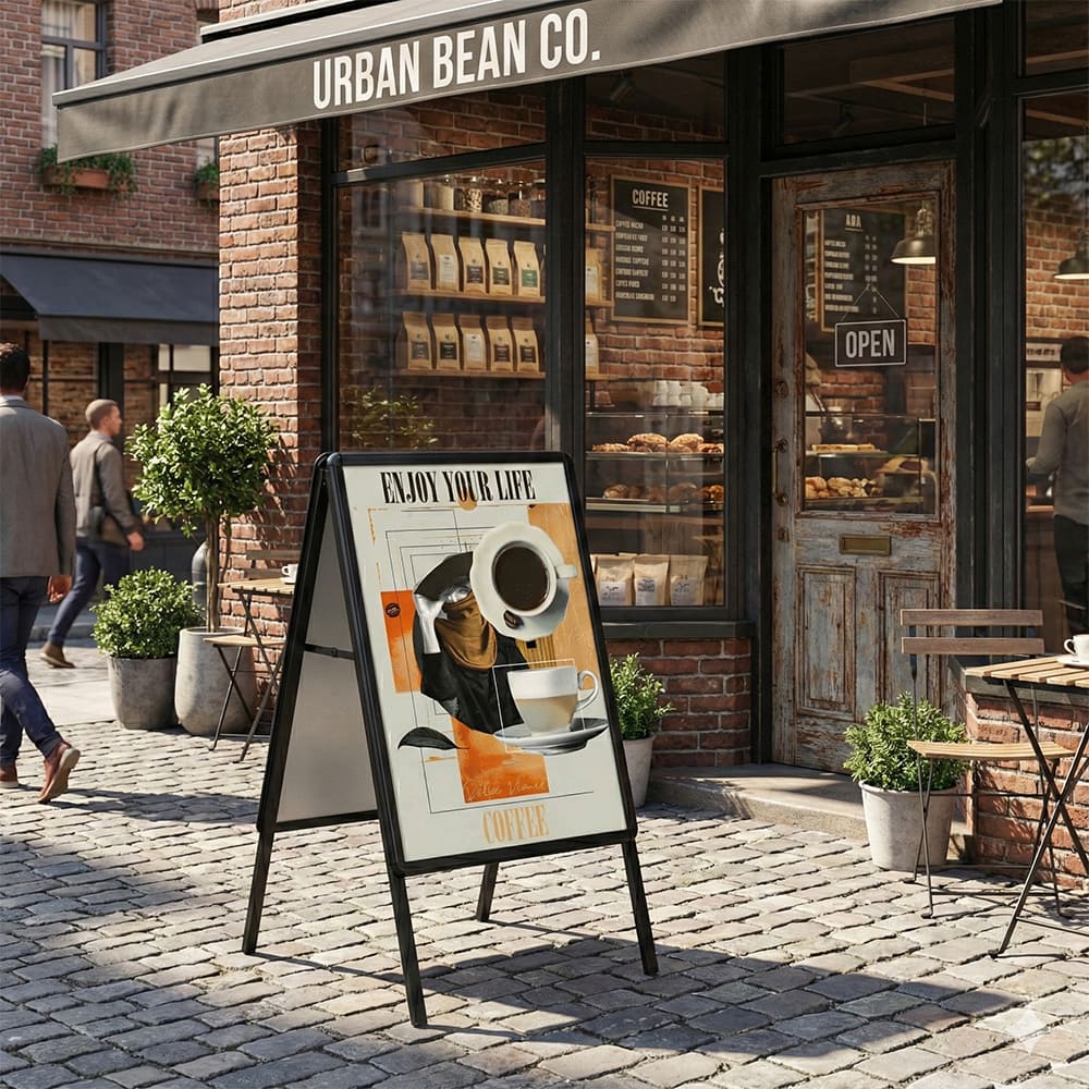 Kundenstopper Alu Classic Black Outdoor | Schwarzer Plakatständer