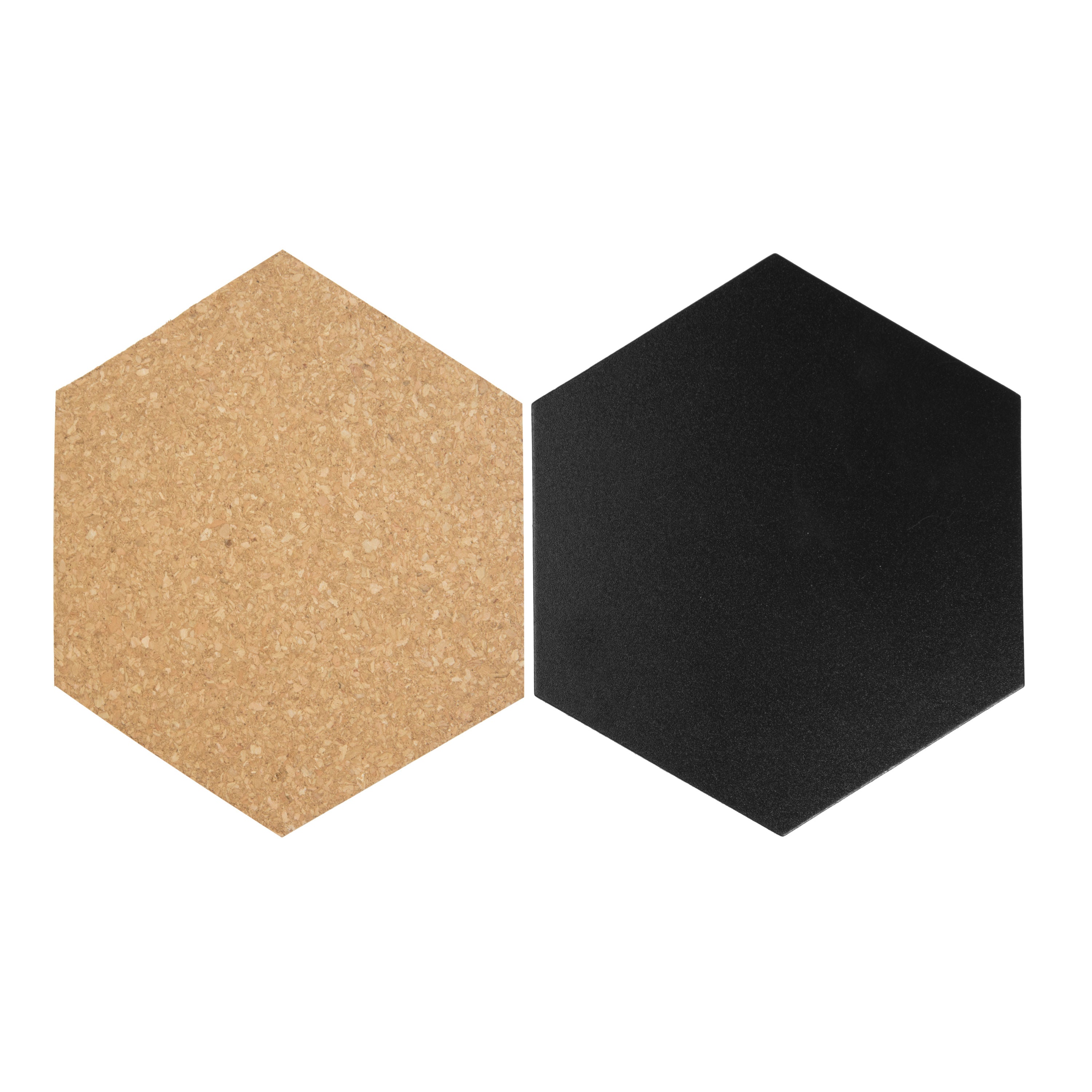 Securit® Wandkreidetafel & Kork Silhouette Hexagon, 7er-Set, 20x23cm