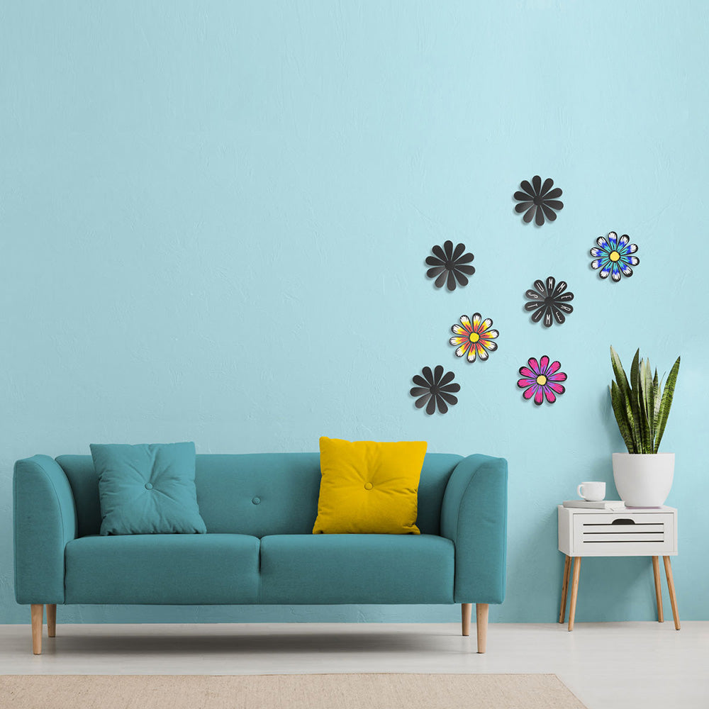 Securit® 3D Wandkreidetafel Silhouette Blume, 7er-Set, 15x15cm