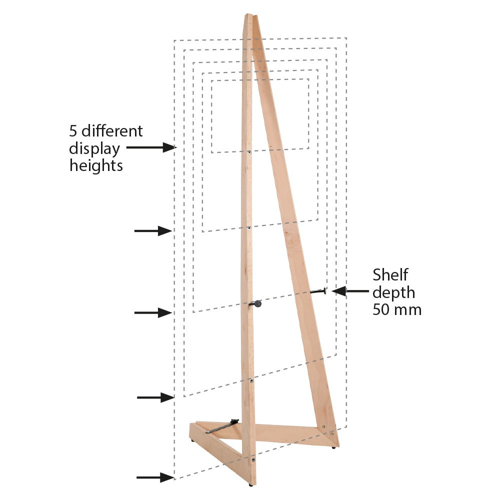 Mobile Staffelei Holz aus Buchenholz, 150cm, Natur