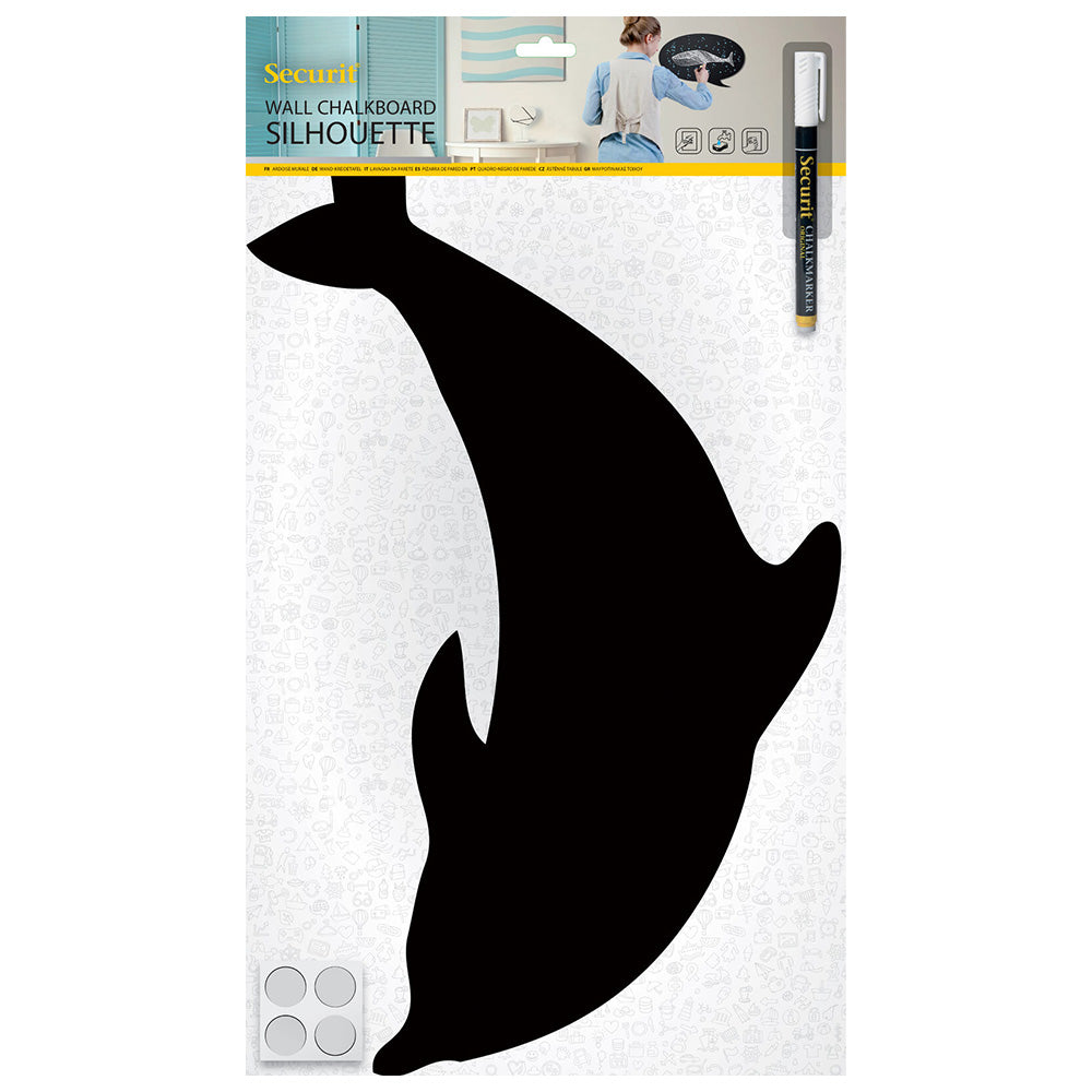 Securit® Wandkreidetafel Silhouette Delfin, 50x26cm
