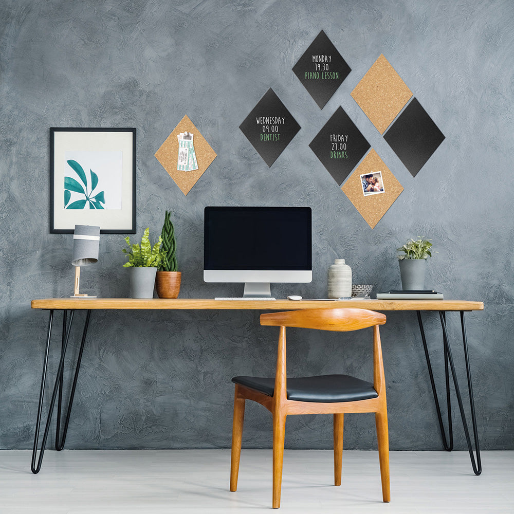 Securit® Wandkreidetafel & Kork Silhouette Diamant, 7er-Set, 22x33cm