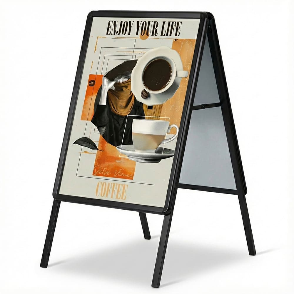 Kundenstopper Alu Classic Black Outdoor | Schwarzer Plakatständer