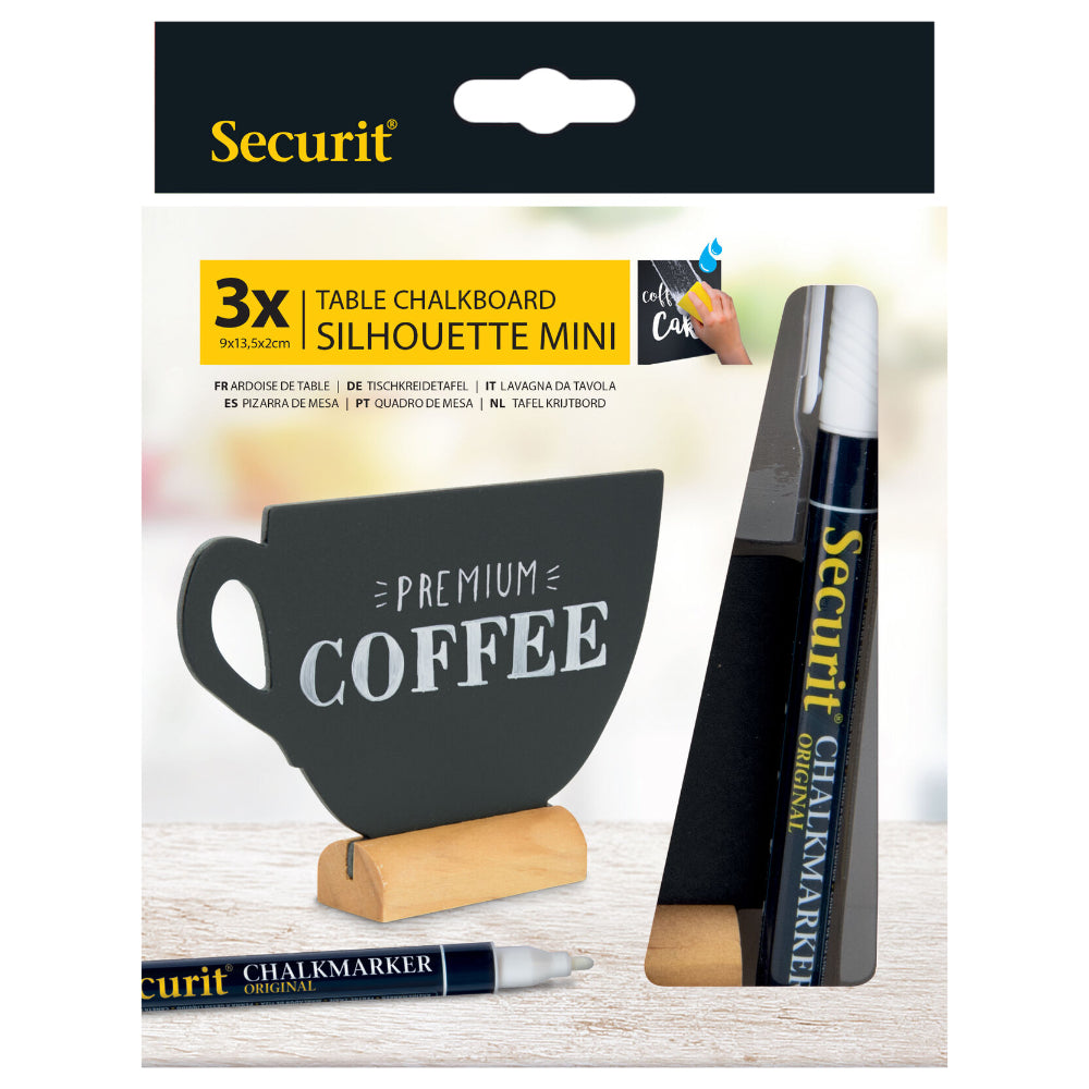 Securit®, Mini Tischkreidetafel "Kaffeetasse", 3er-Set