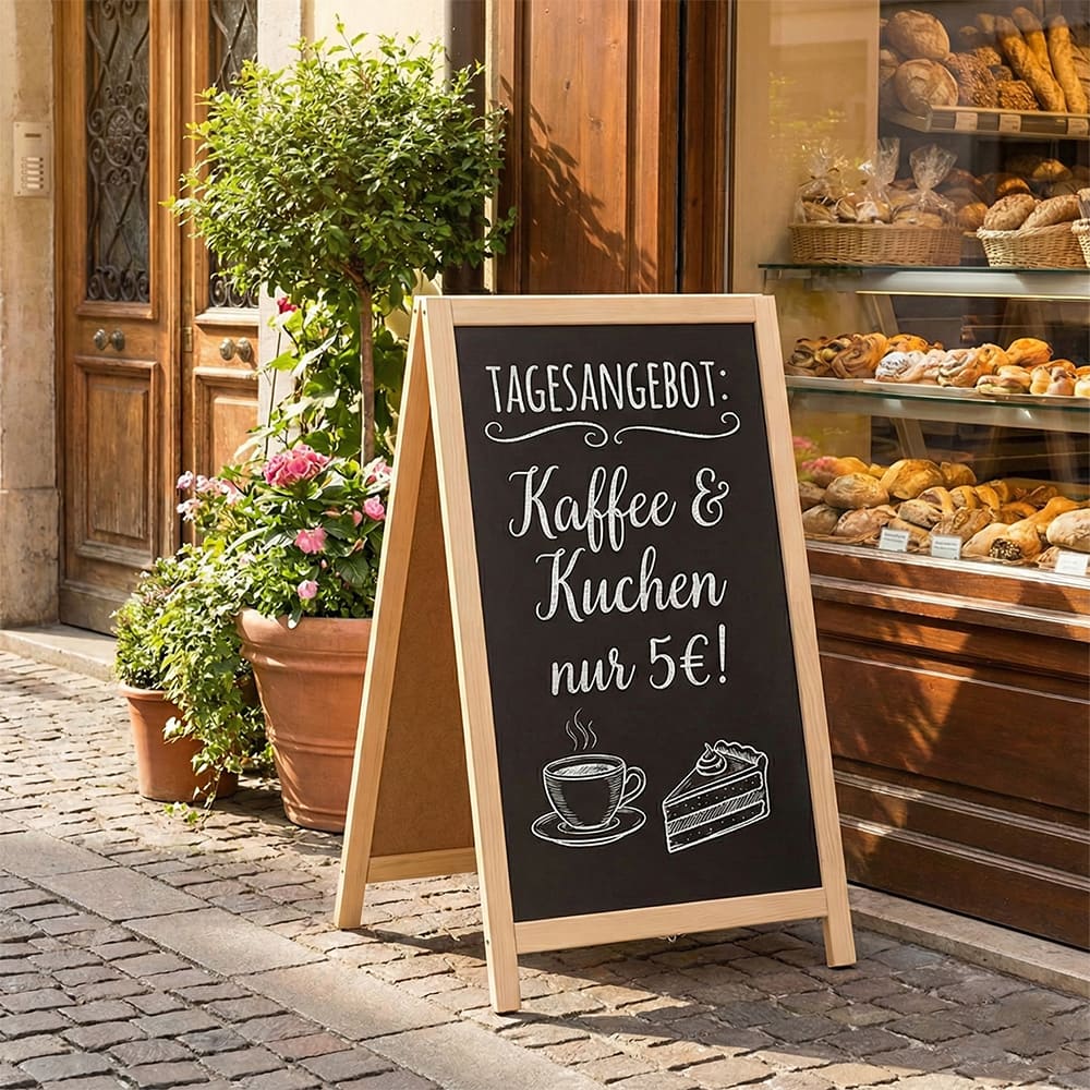 Holz Kundenstopper 95x56cm, Indoor - B-Ware / Abverkauf / Einzelstücke