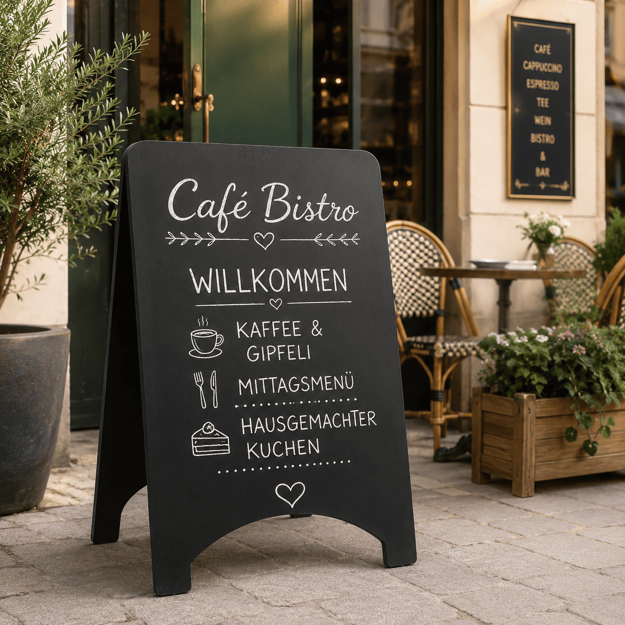 Magnetischer Holz-Kundenstopper 90x60 cm – Outdoor Schwarz