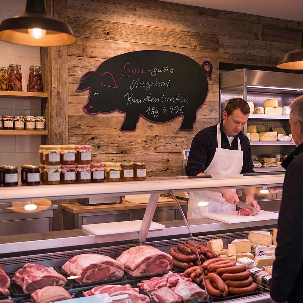 Kreidetafel "Schwein" ohne Rahmen, 92x52cm, Outdoor - Abverkauf / Einzelstücke