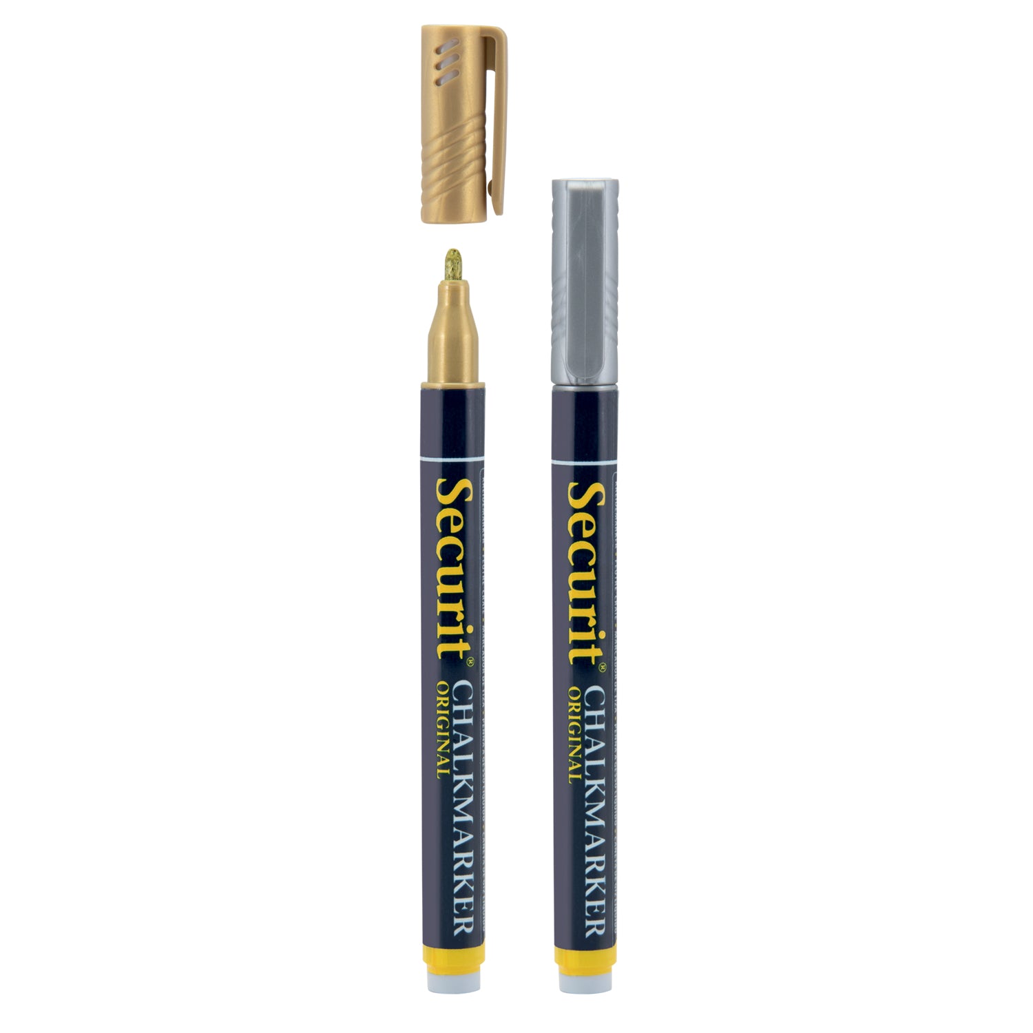 Securit® Kreidemarker, 1-2mm, 2er-Set, Gold & Silber