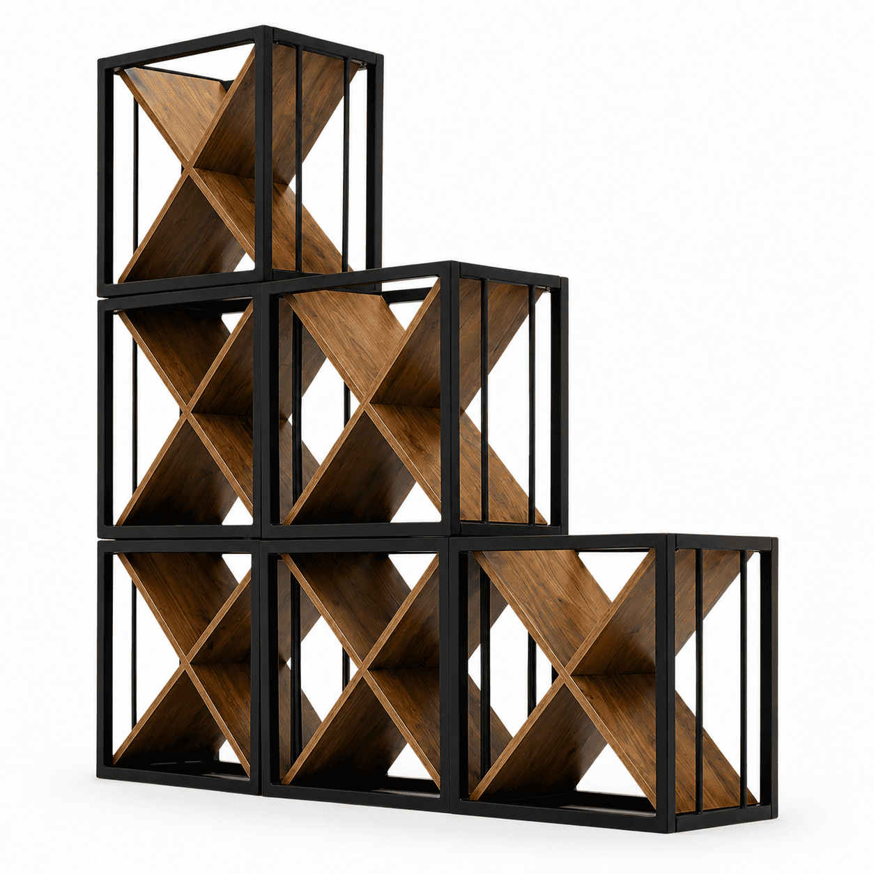 CUBIC Modulares Wein- & Flaschenregal – Erweiterbares Regal aus Holz & Stahl