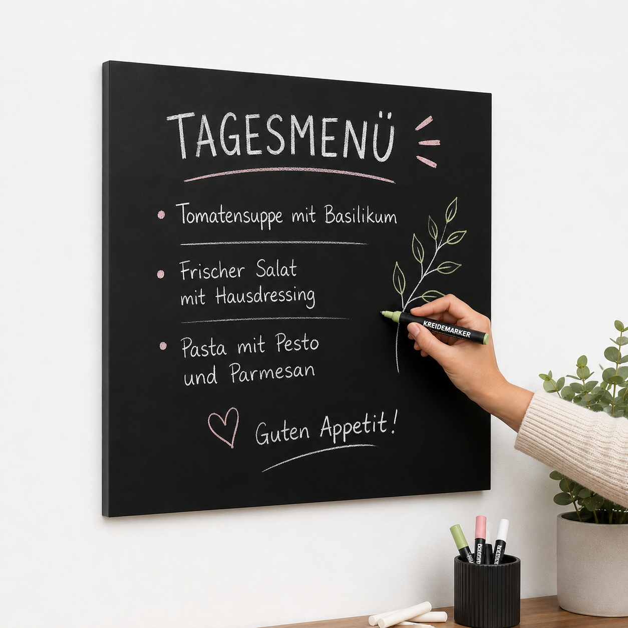 Wandkreidetafel nach Mass, ohne Rahmen, Indoor