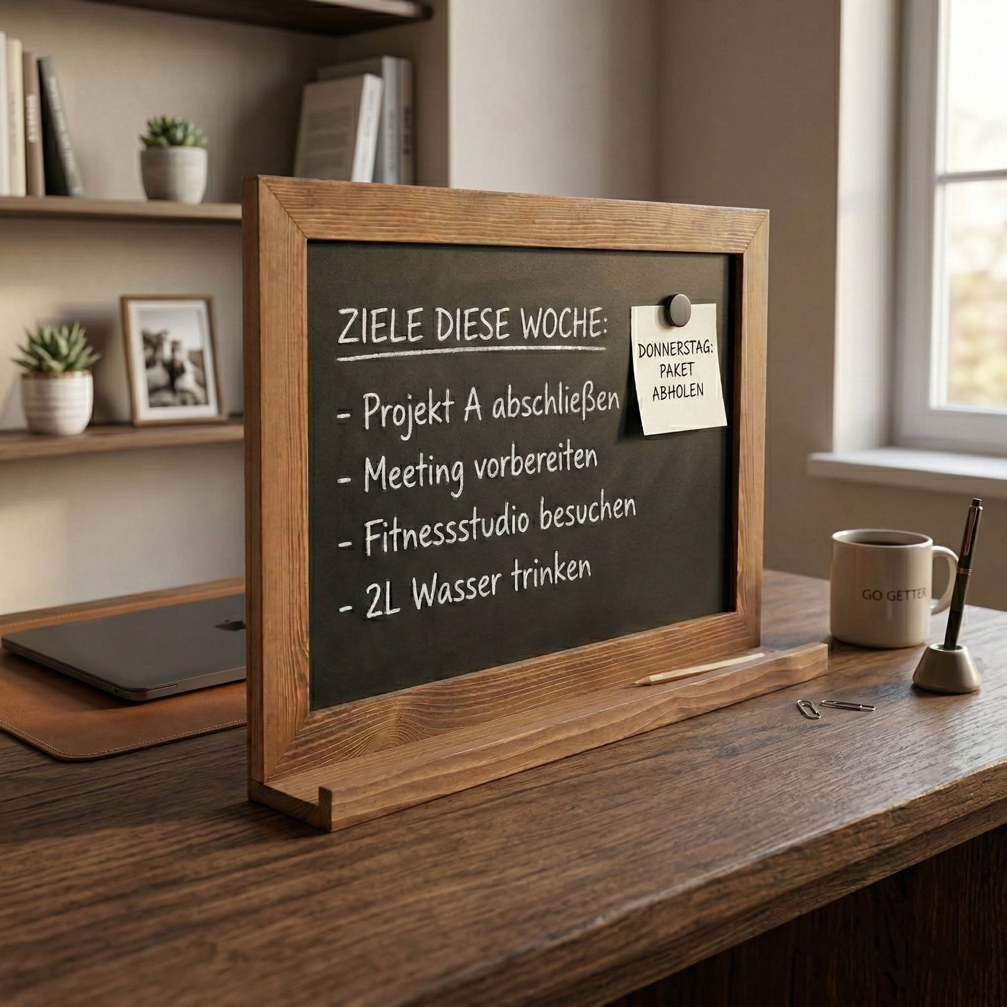 Wandkreidetafel Magnetisch mit Holzrahmen, Dunkel, 70x50cm