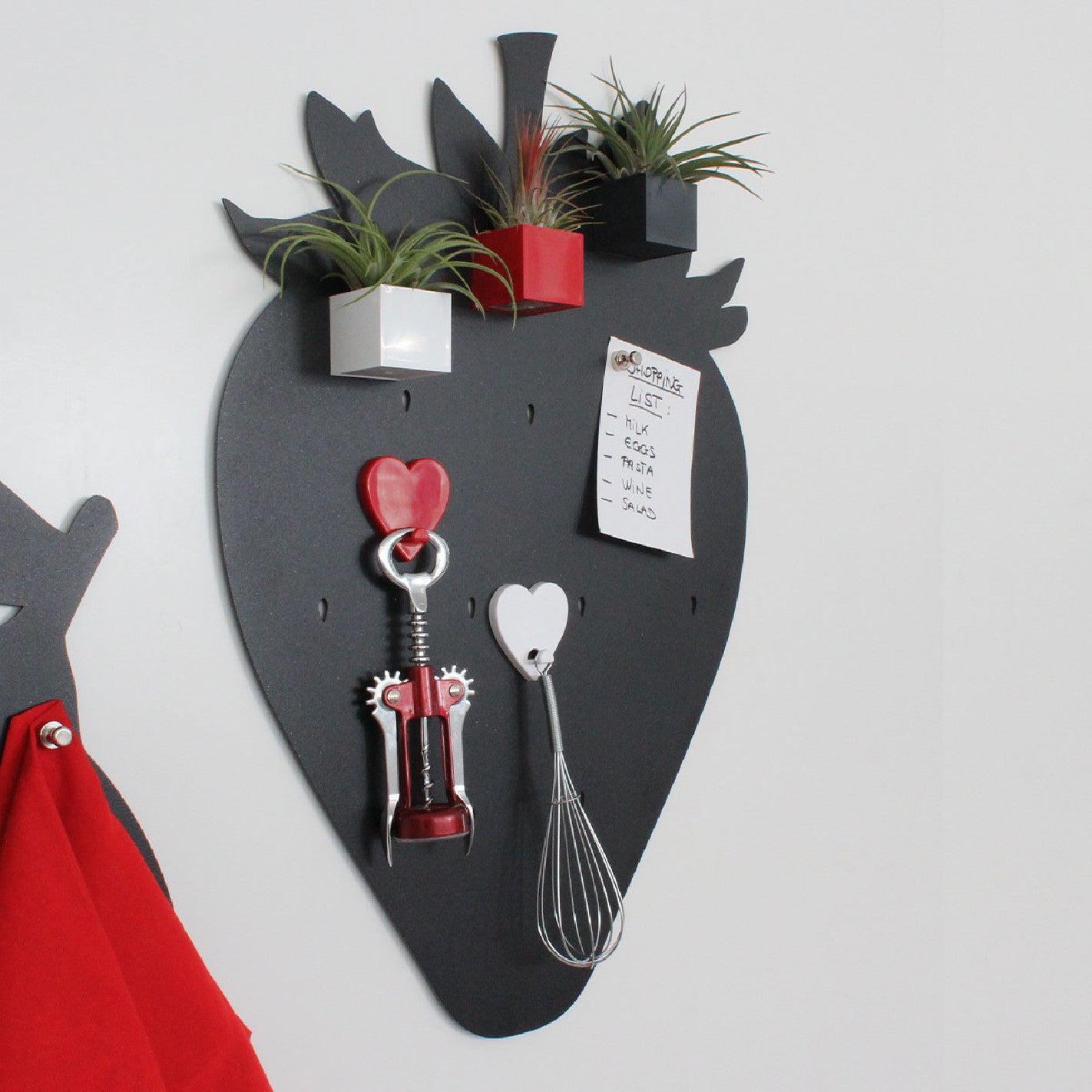 KalaMitica® Magnetische Kreidetafel "Erdbeere", 38x56cm, Schwarz/Anthrazit
