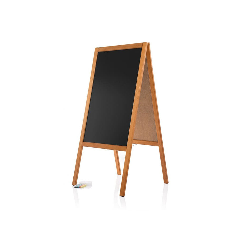 Holz Kundenstopper Gehwegkreidetafel mit Holzrahmen hellbraun 120cm