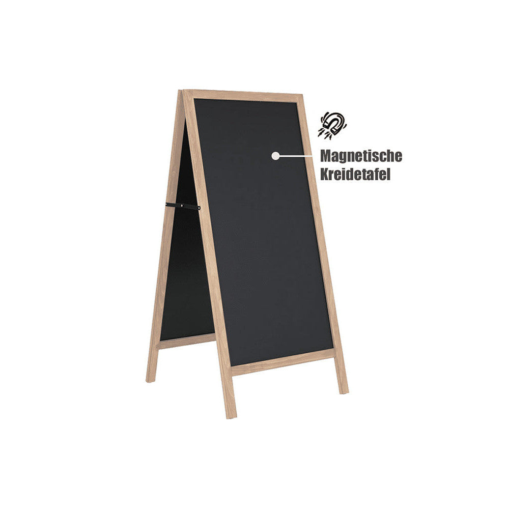 Holz Kundenstopper mit magnetischer Kreidetafel 110x54cm