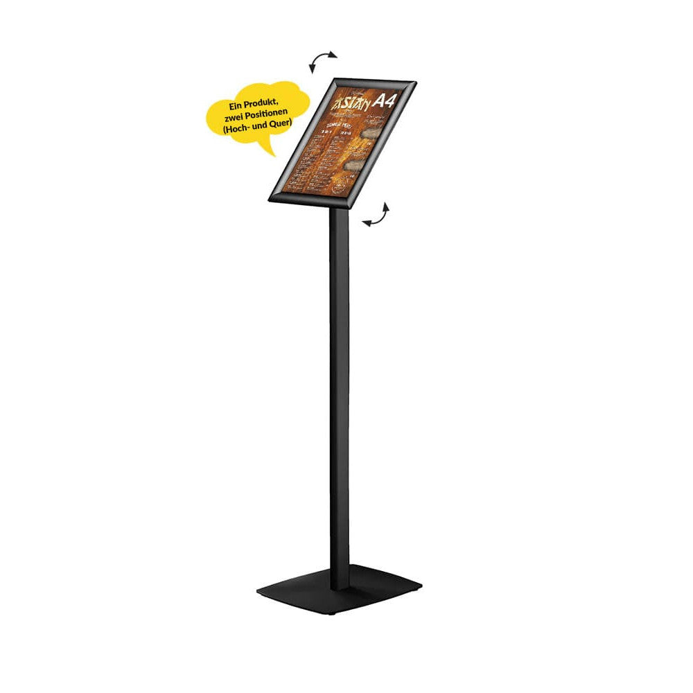 Infoständer A4, schwarz, flexibles Poster Hoch- und Querformat