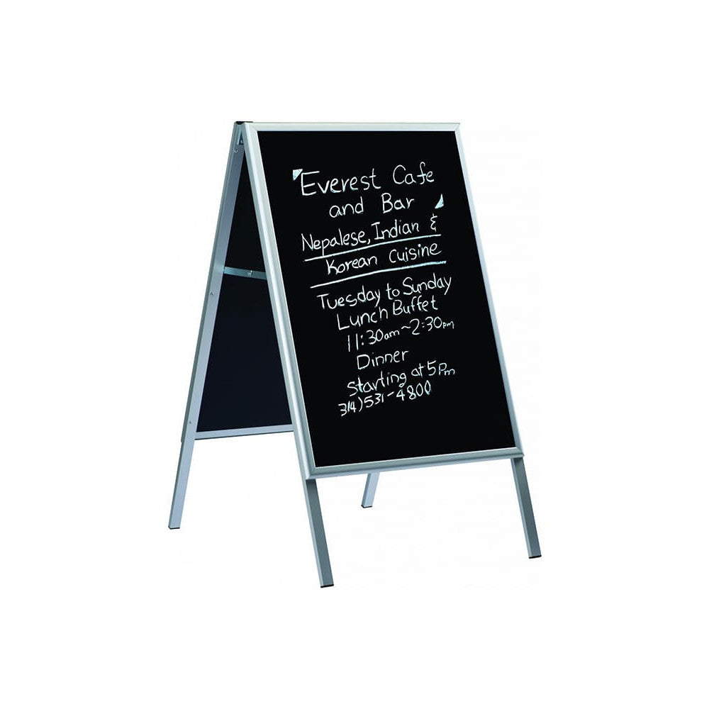 Kundenstopper Classic mit Blackboard, Alu Kundenstopper mit schwarzer Kreidetafel