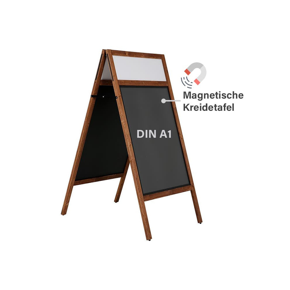 Magnetische Gehwegkreidetafel aus Holz mit Logoschild