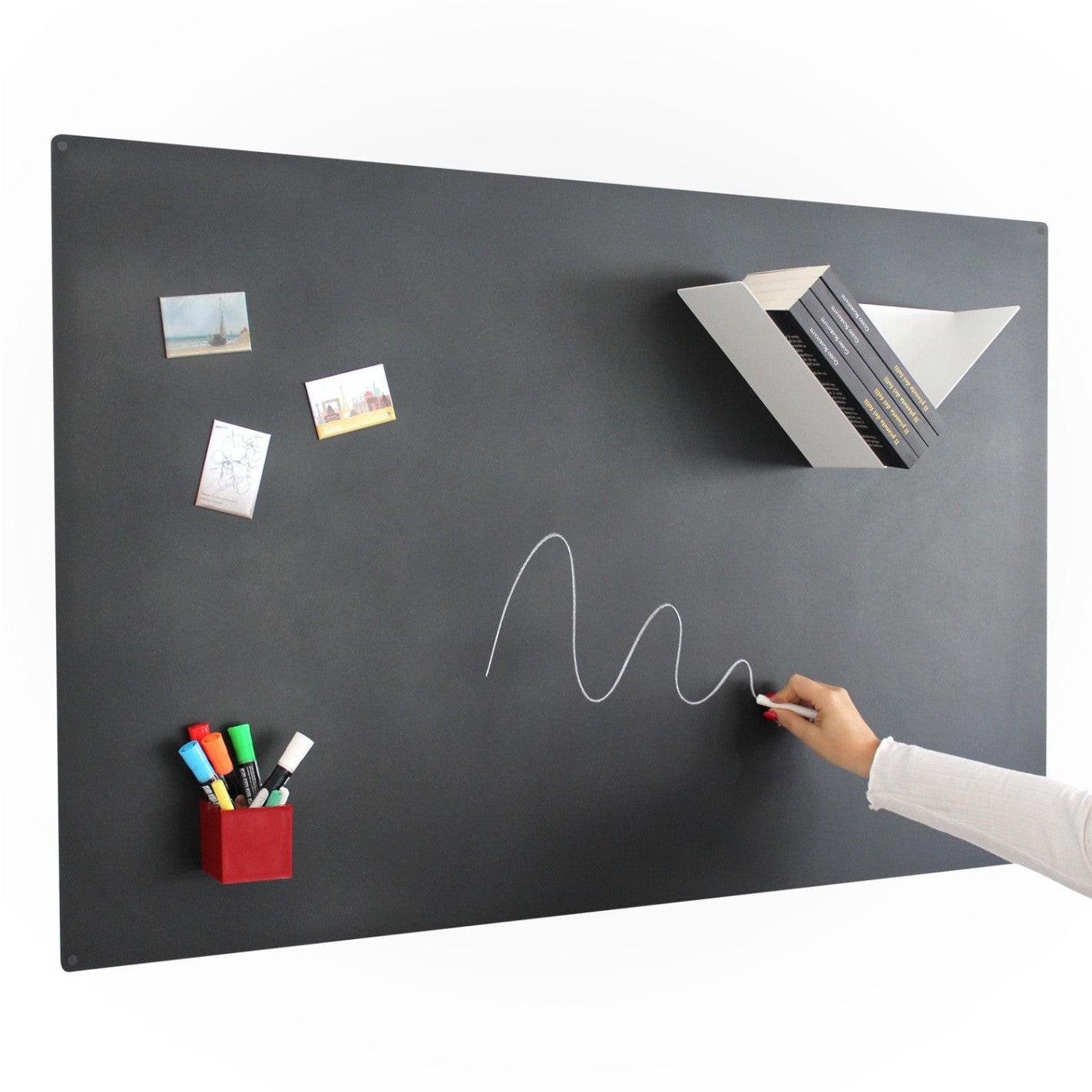 KalaMitica® Kreidetafel Magnetisch, Ohne Rahmen, 74x114cm, Schwarz/Anthrazit