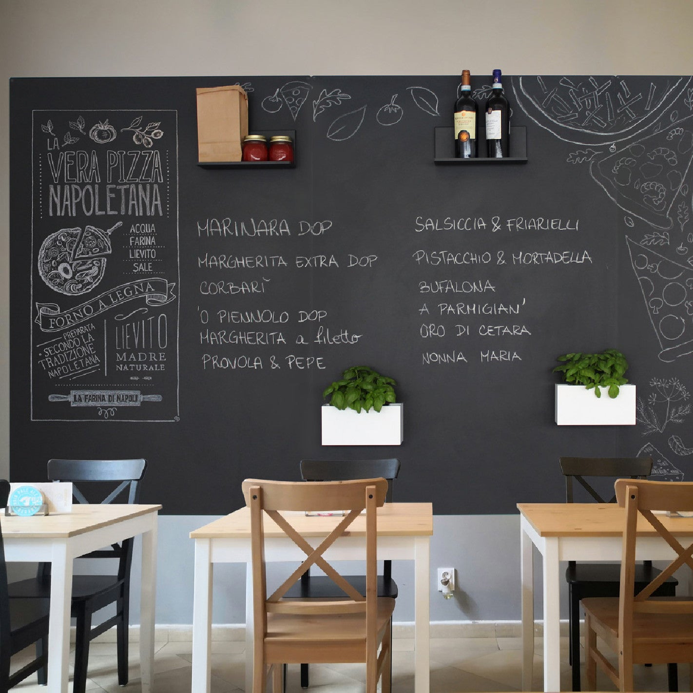 KalaMitica® Kreidetafel Magnetisch, Ohne Rahmen, 100x145cm, Schwarz/Anthrazit