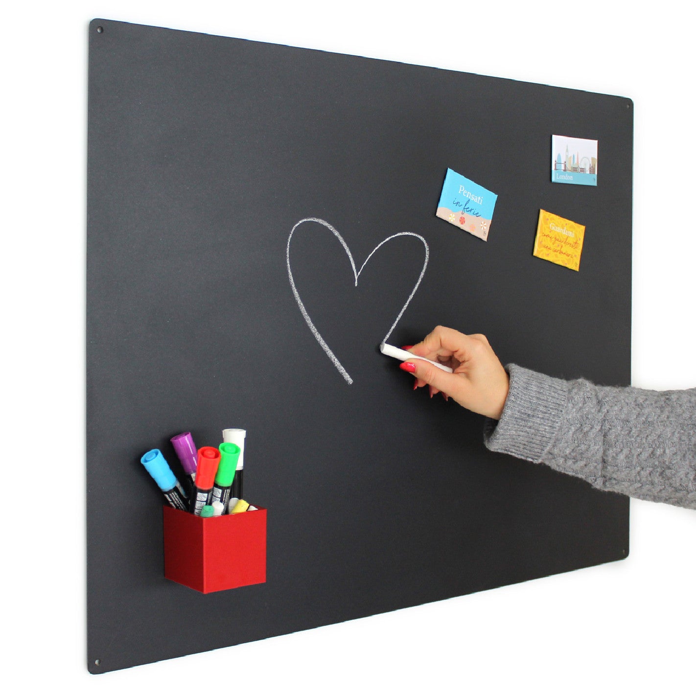 KalaMitica® Kreidetafel Magnetisch, Ohne Rahmen, 57x74cm, Schwarz/Anthrazit
