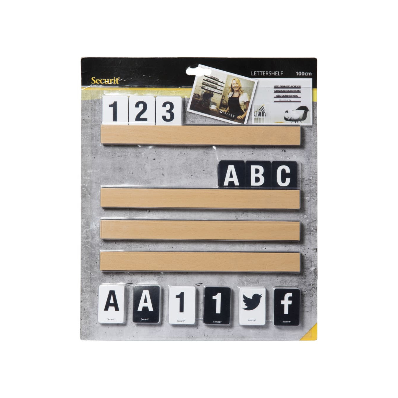 Securit® Buchstabenregal, Teak