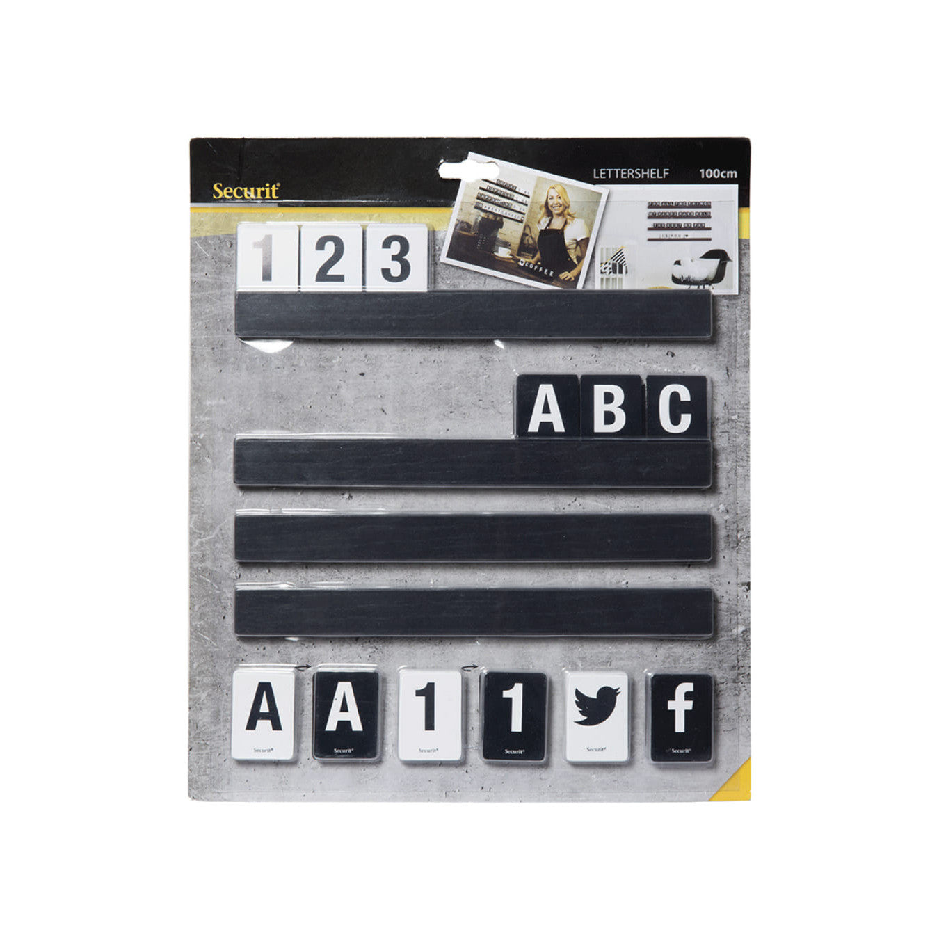 Securit® Buchstabenregal, Schwarz