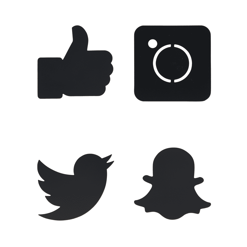 Social Media Icons Formen Kreidetafel zum Aufhängen oder Aufkleben an Wand