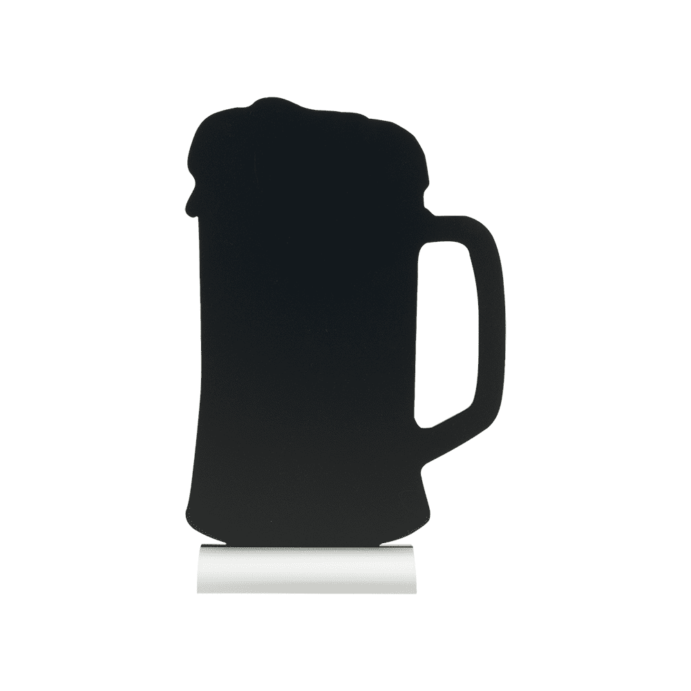 Tischkreidetafel Bier Form-Silhouette mit Aluminium-Sockel