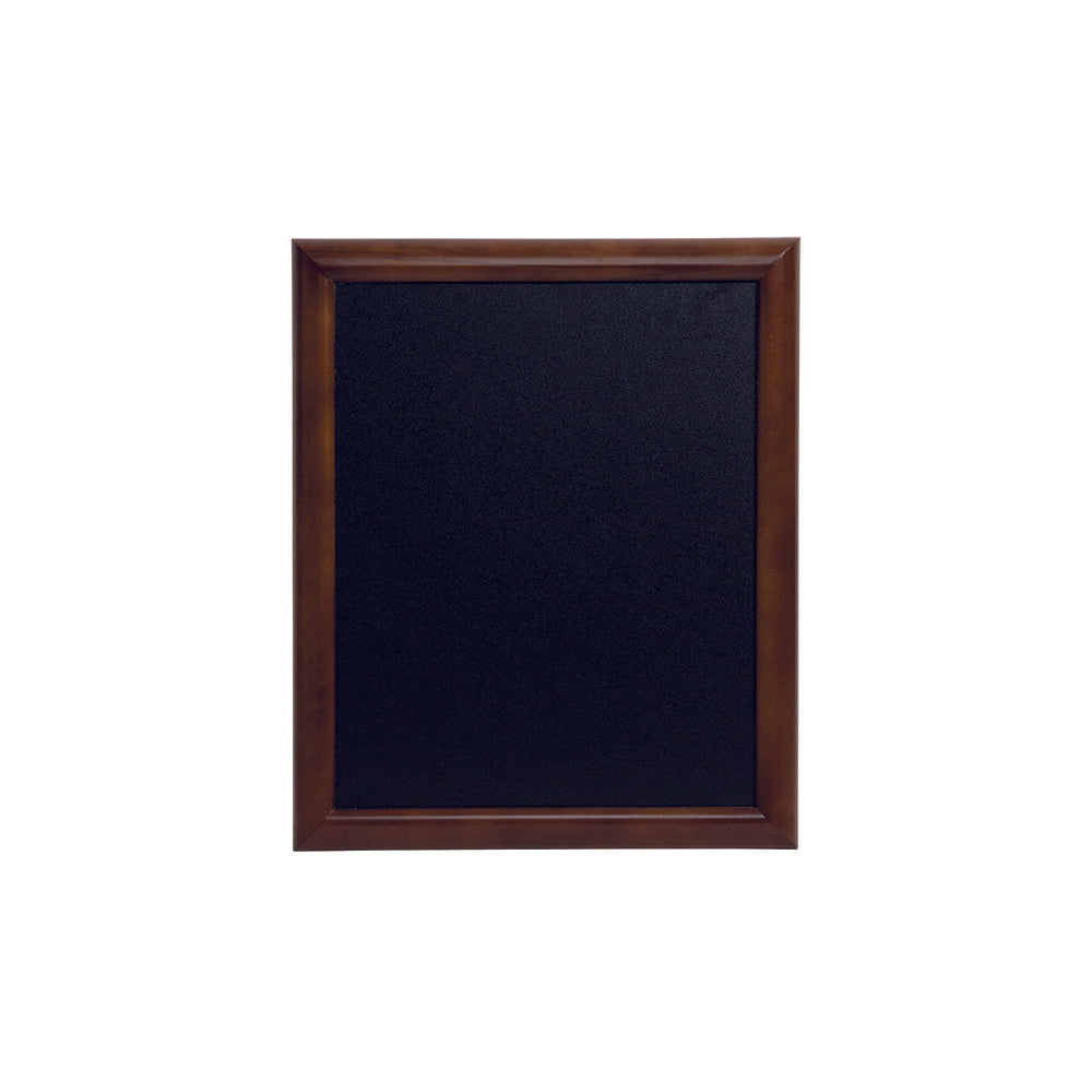 Wandkreidetafel mit dunkelbraunem Holzrahmen gerundet