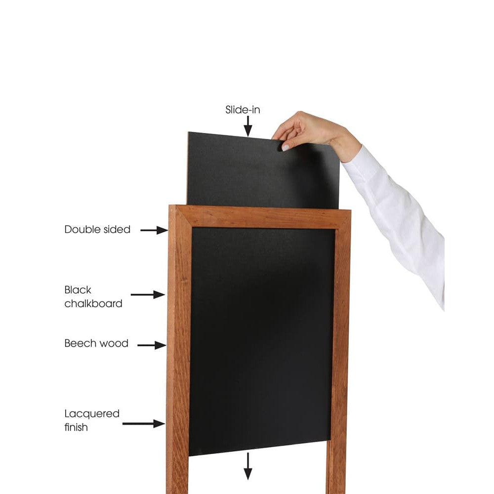 Kreidetafel Magnetisch, B1, Holzrahmen Slide-In, Dunkelbraun (B-Ware)