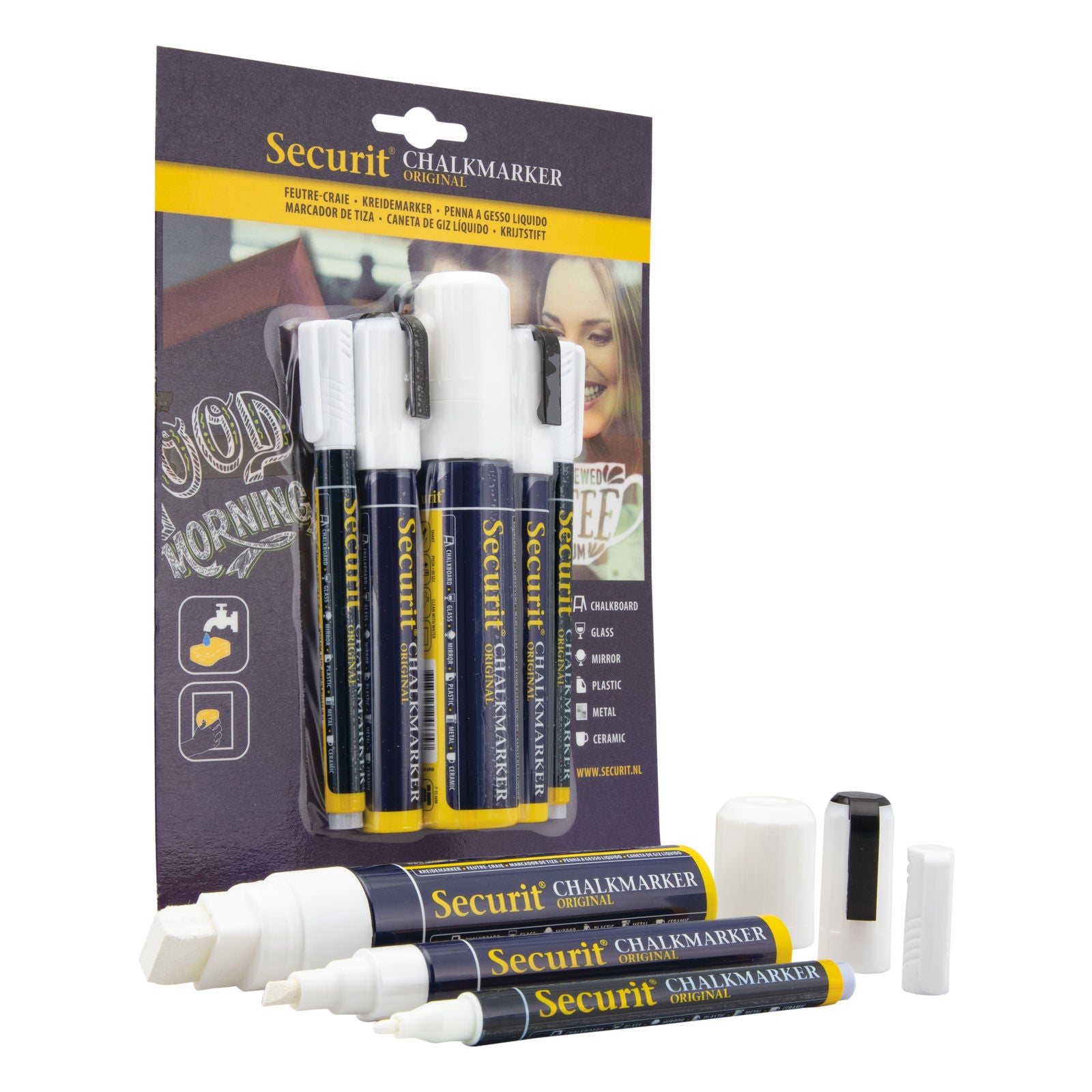 Securit® Kreidemarker, 5er-Set Mix, Weiss
