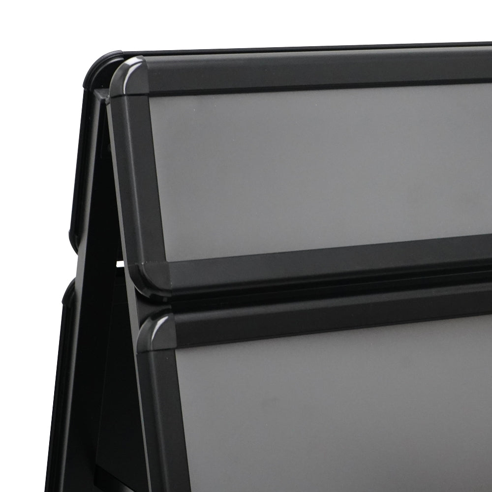 Kundenstopper Alu Classic mit Logoschild, DIN A1, Schwarz, Outdoor