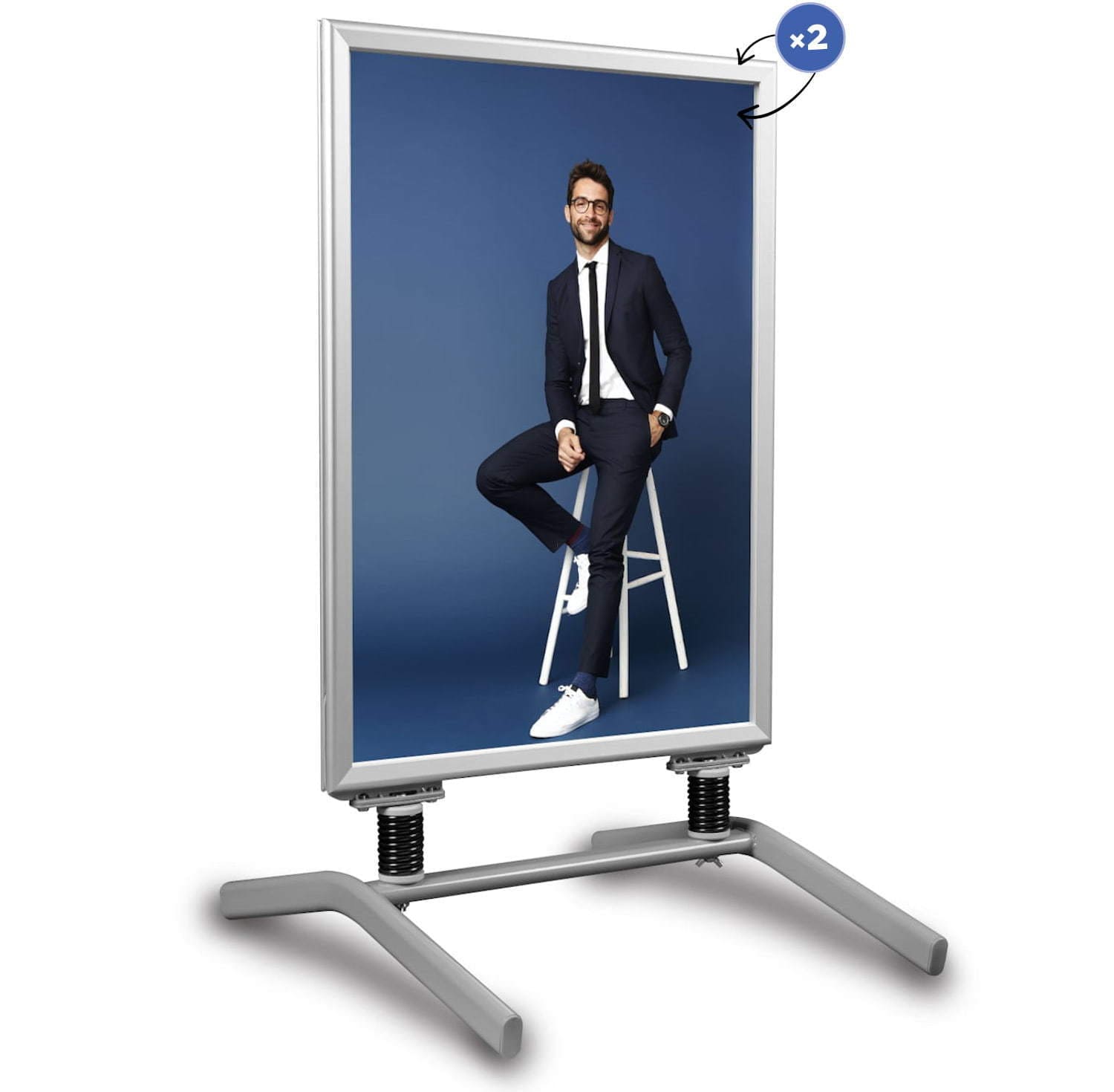 Kundenstopper Alu, Windbreaker DIN A1, Silber, Outdoor