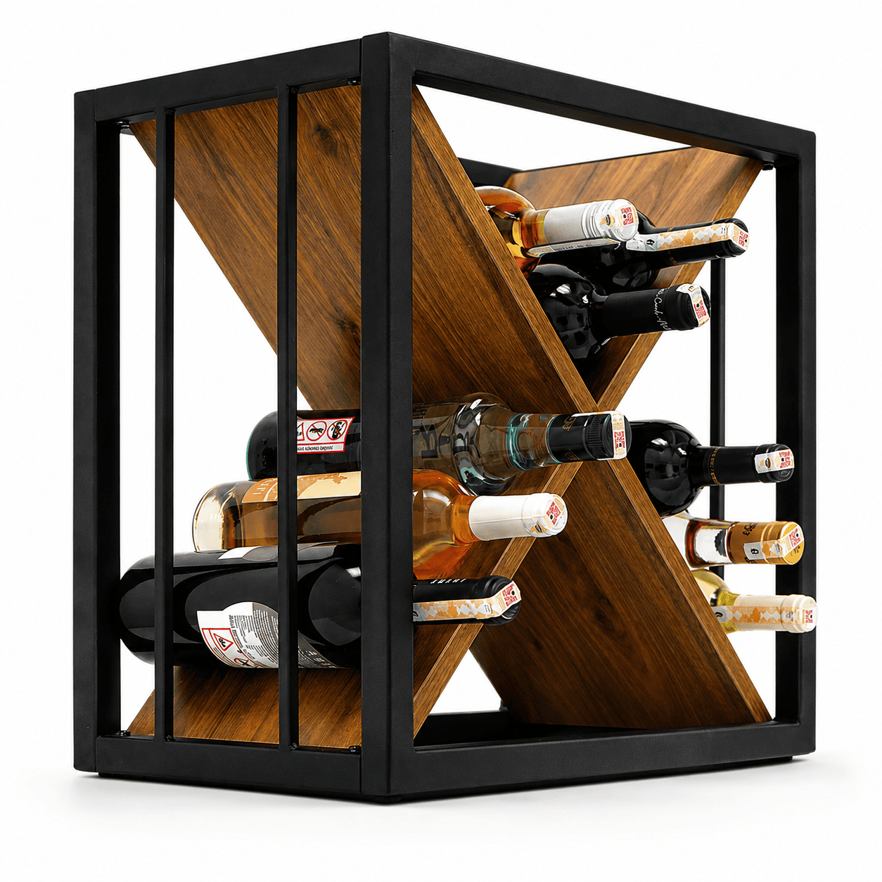 CUBIC Modulares Wein- & Flaschenregal – Erweiterbares Regal aus Holz & Stahl