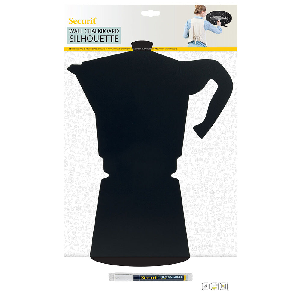 Securit® Wandkreidetafel Silhouette Kaffeekannen, 29x39cm