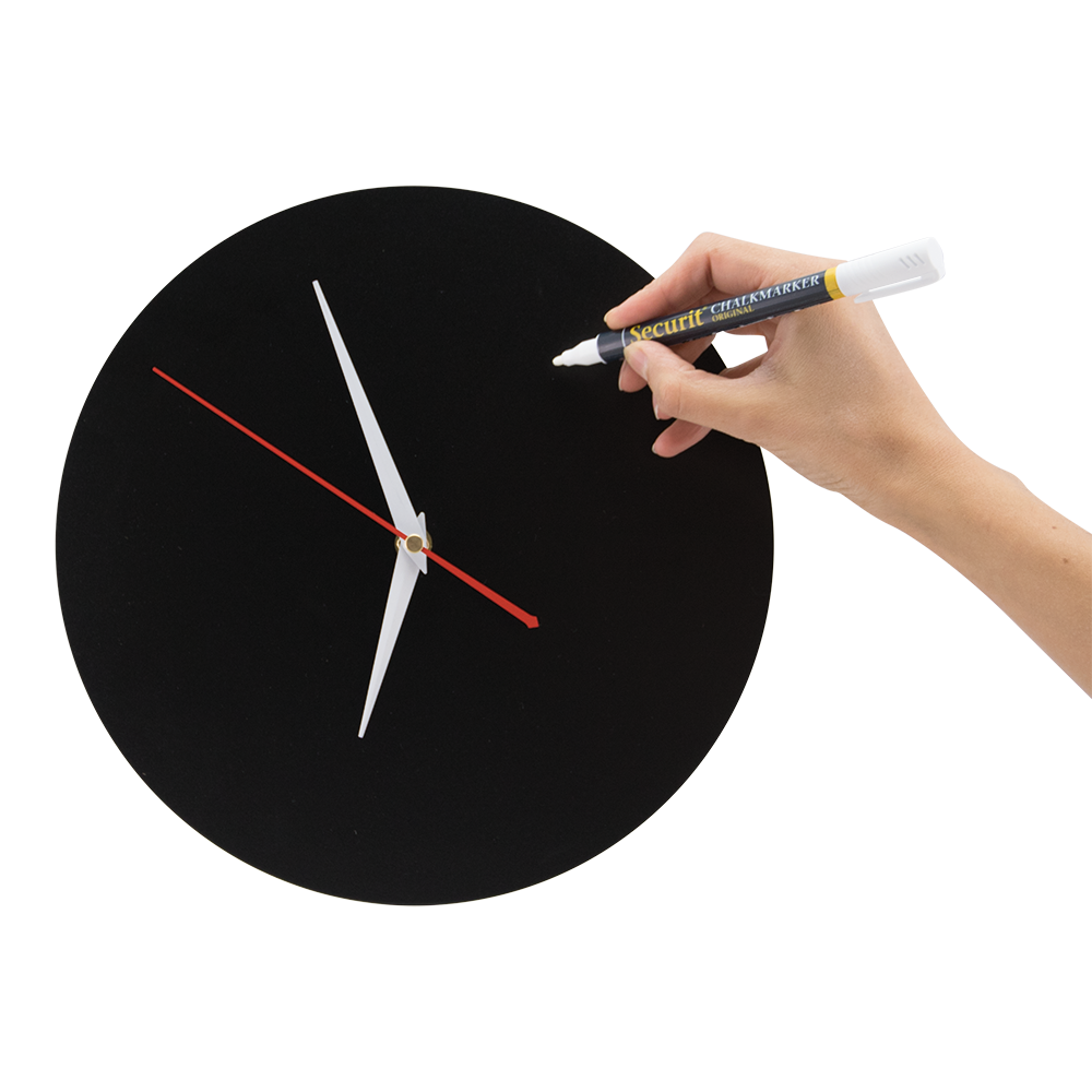 Securit® Wandkreidetafel Silhouette Uhr, 27x27cm
