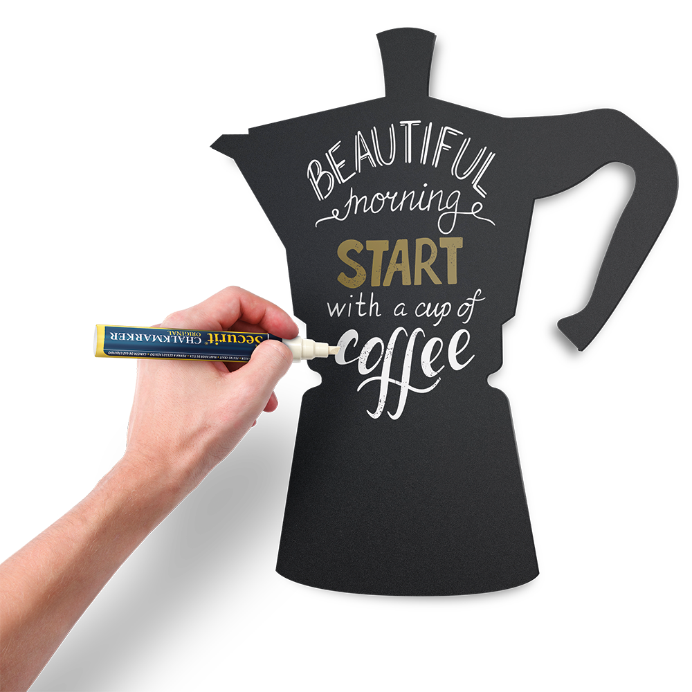 Securit® Wandkreidetafel Silhouette Kaffeekannen, 29x39cm