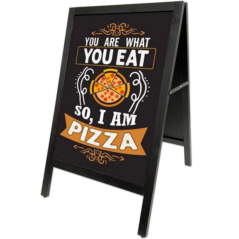 Holz Kundenstopper 105x68cm, Magnetisch, Schwarz, Outdoor