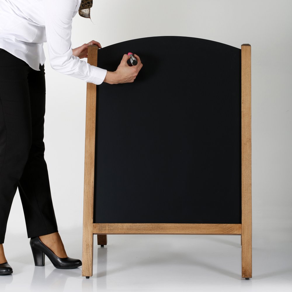 Holz Kundenstopper 100x67cm, Magnetisch, Slide-In, Dunkelbraun, Outdoor