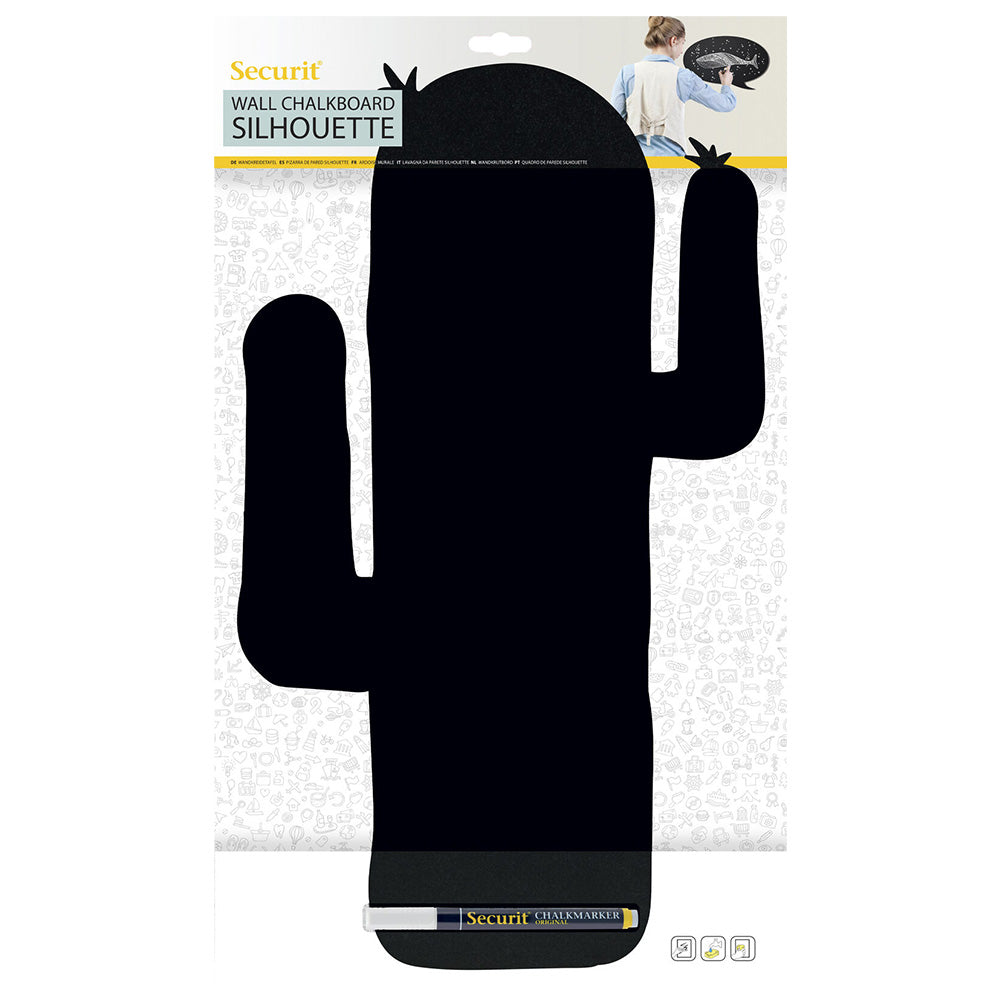 Securit® Wandkreidetafel Silhouette Kaktus, 28x48cm