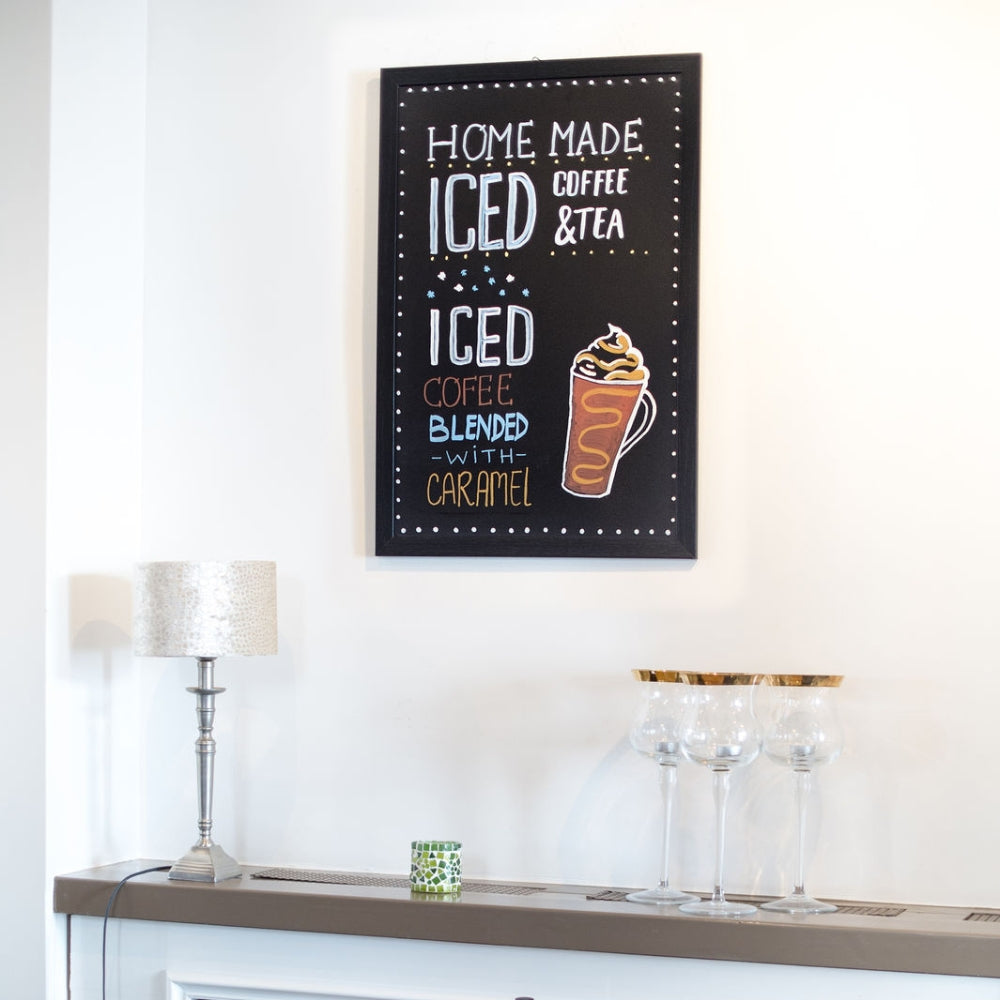 Securit® Wandkreidetafel Budget – Holzrahmen Schwarz, 40x60cm