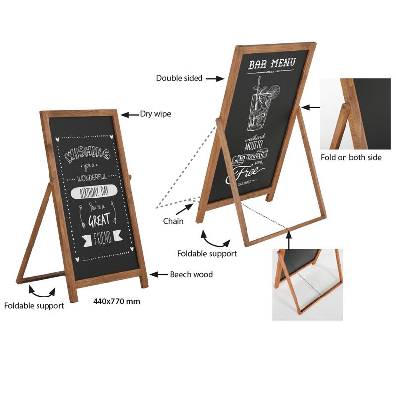 Holz Kundenstopper "FloorStand" mit Kreidetafel