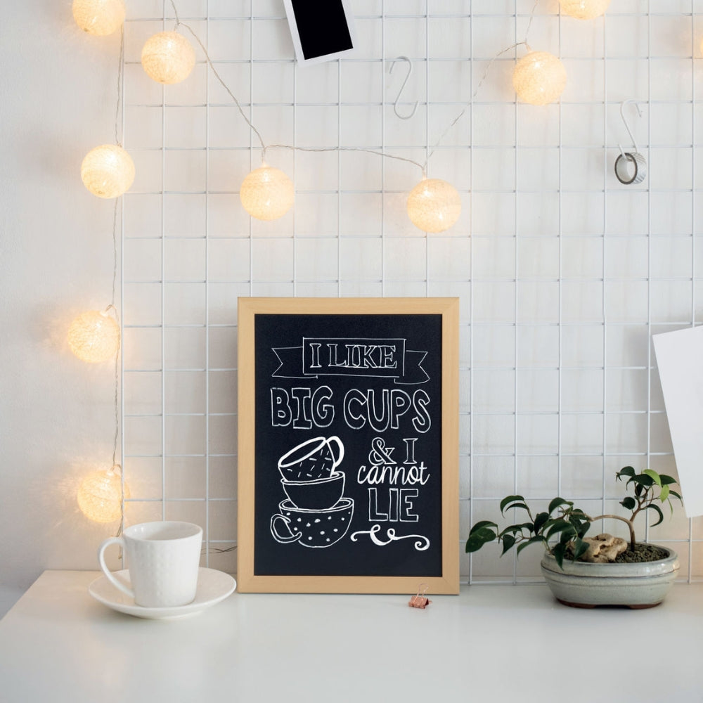 Securit® Wandkreidetafel Budget – Holzrahmen Hellbraun, 30x40cm