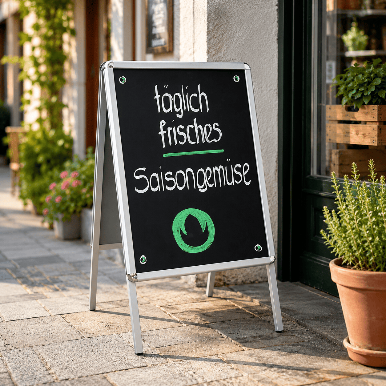 Kreidetafel Plakat für Kundenstopper SCHWARZ – beschriftbare Tafelfolie im 2er-Set, Wasserfest