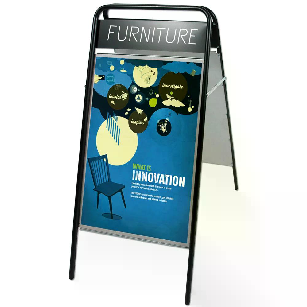 Kundenstopper Stahlrohr Classic mit Logoschild, Outdoor