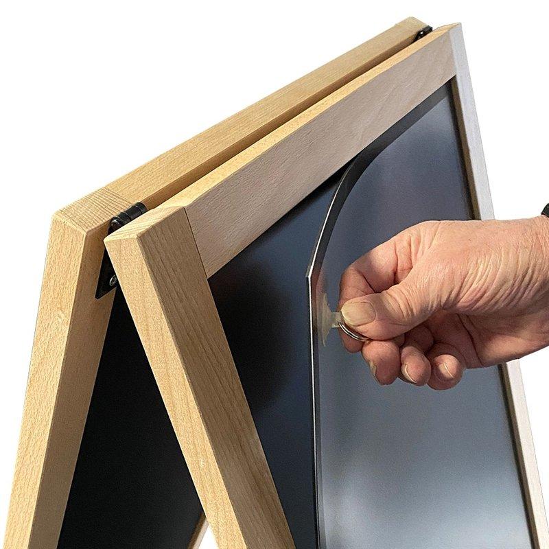 Holz Kundenstopper 110x54cm, Magnetisch, Buche, Outdoor