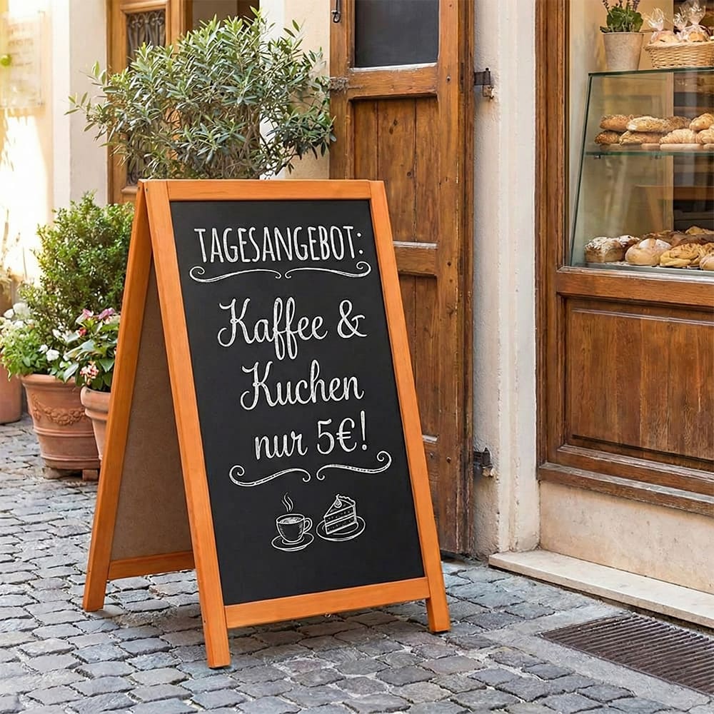 Holz Kundenstopper 95x56cm, Indoor - B-Ware / Abverkauf / Einzelstücke